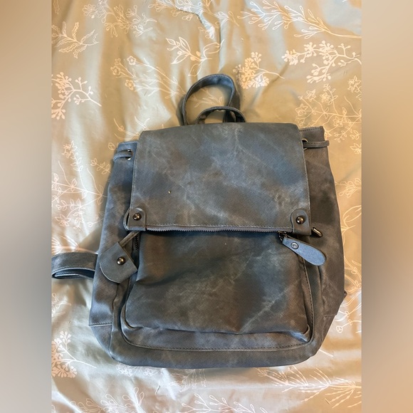 Stylish Slate Blue Drawstring Backpack - Picture 2 of 4
